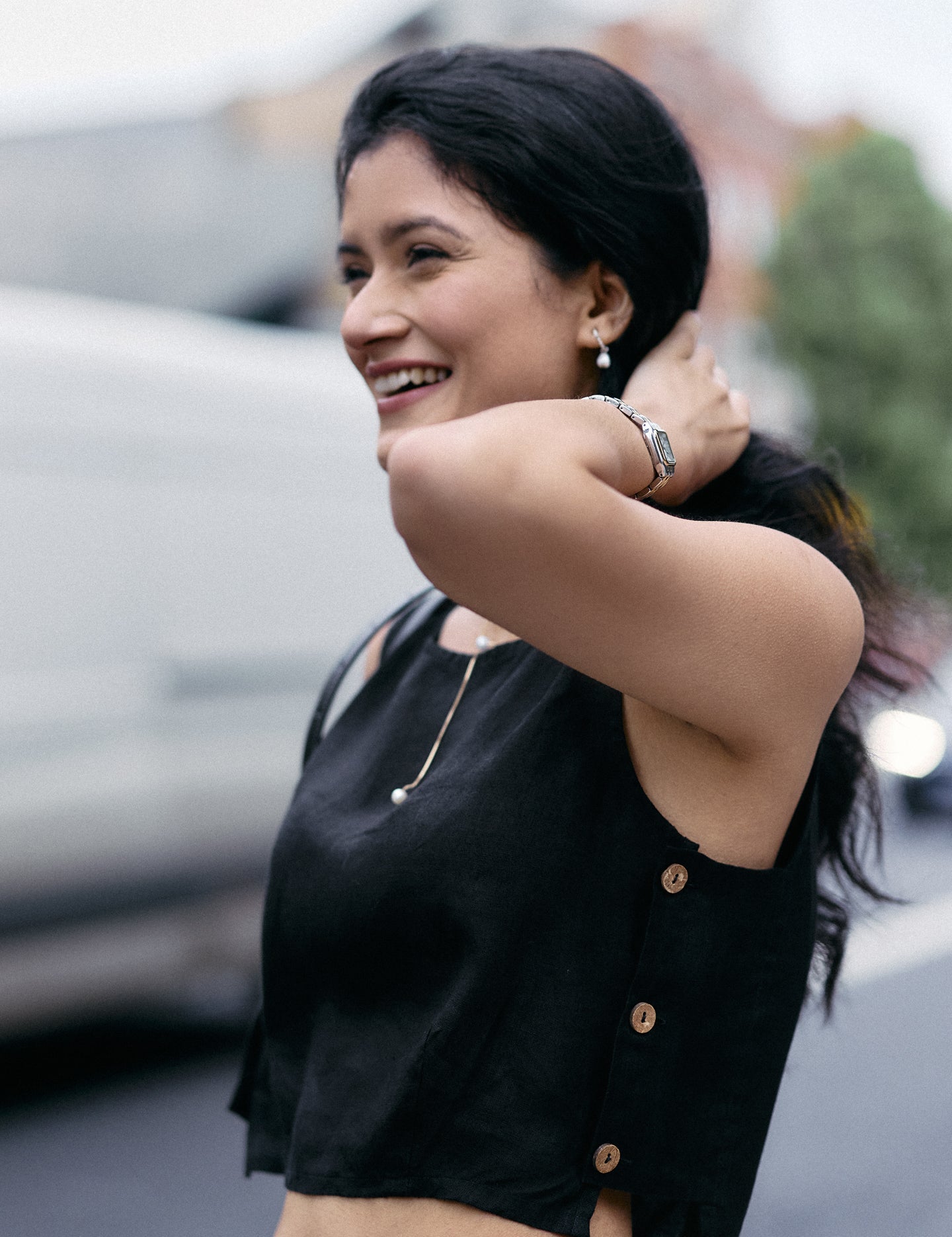 Boxy Crop Top in Black Medium Shot