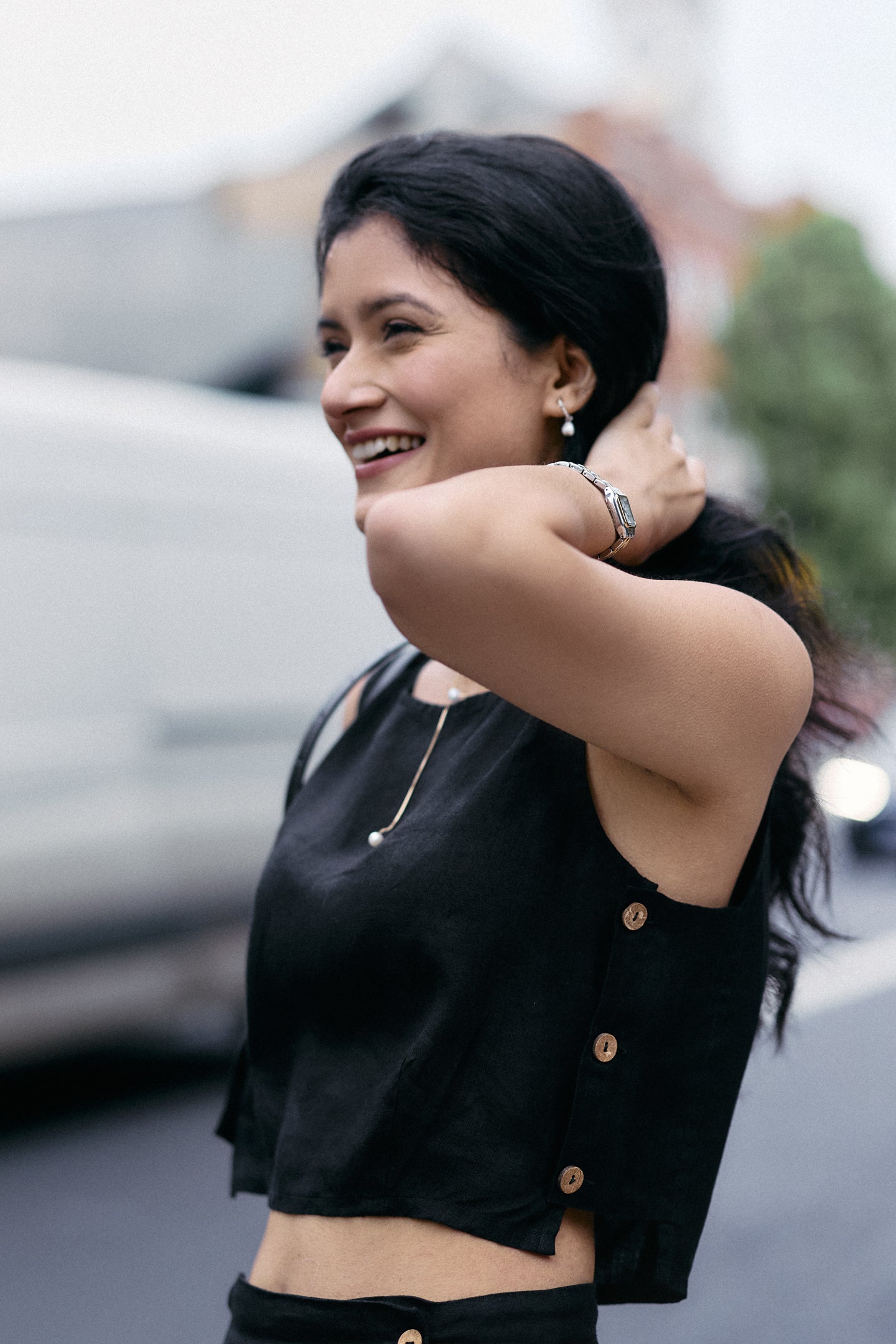 Boxy Crop Top in Black Medium Shot