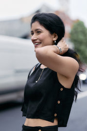 Boxy Crop Top in Black Medium Shot