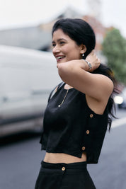 Boxy Crop Top in Black Moodshot