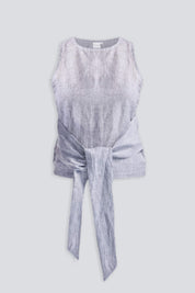 Front-tie Top in Linen Stripes Flat Lay