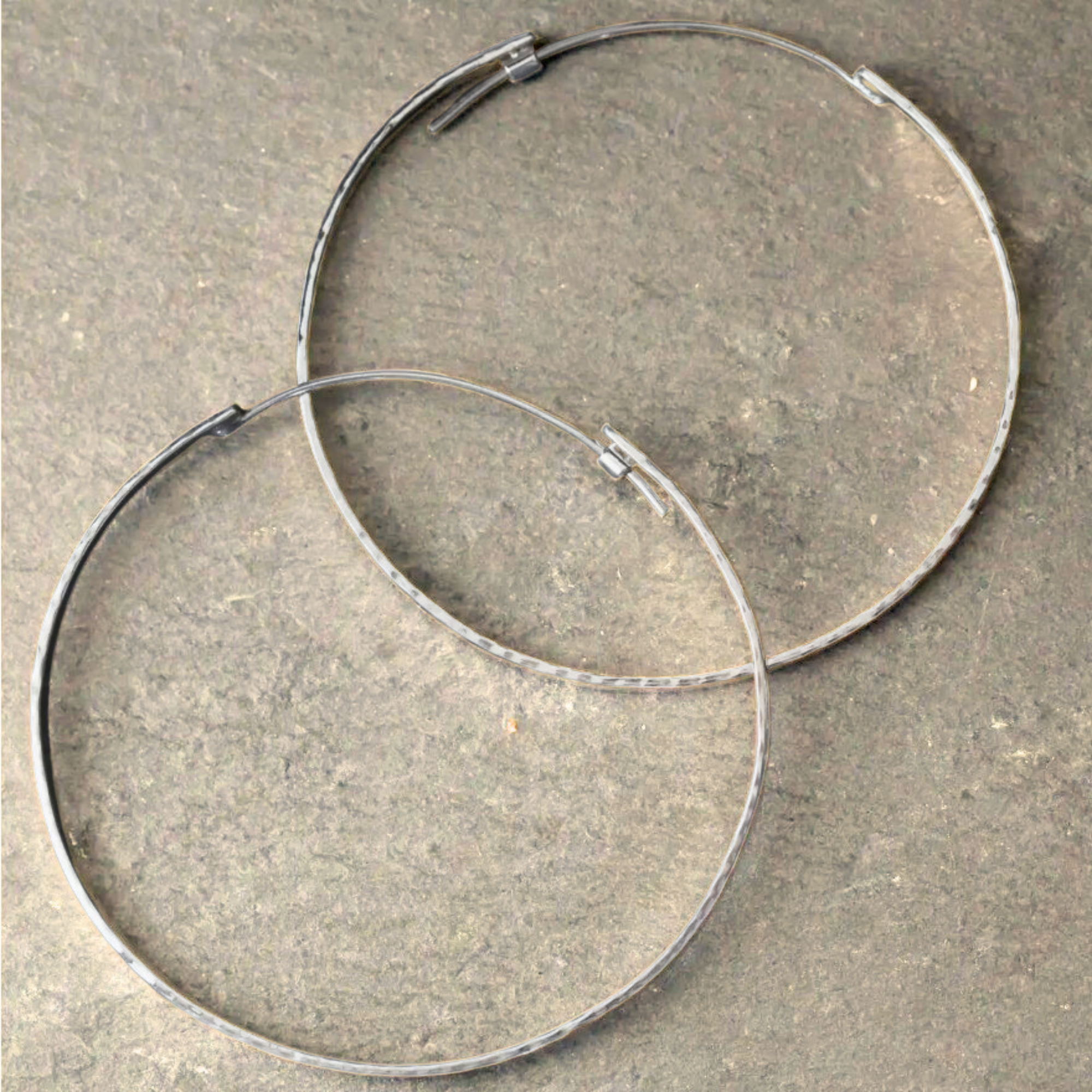 Sterling Silver Hammered Hoop Earring