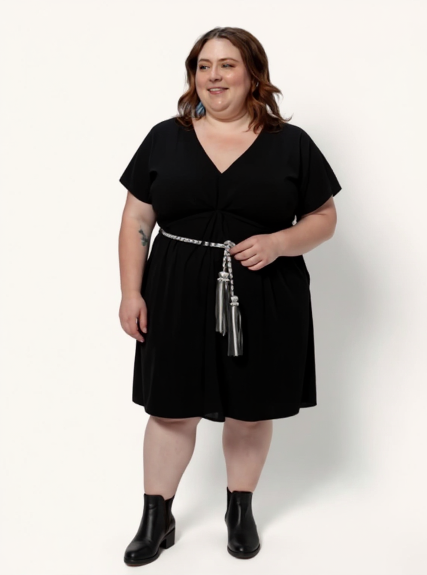 Short Gathered Dress | Black