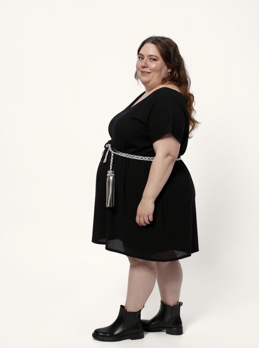 Short Gathered Dress | Black