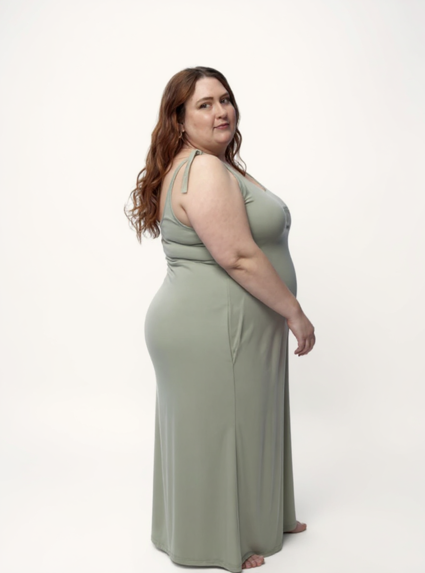 Tie-Detail Maxi Dress | Light Olive