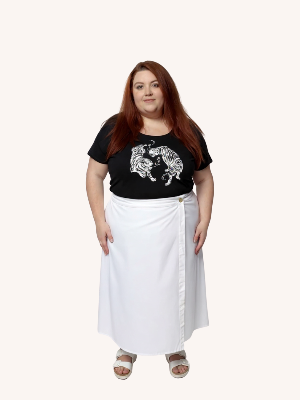 Overlap Midi Skirt | White