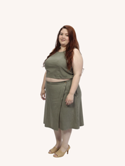 Overlap Midi Skirt | Dark Green