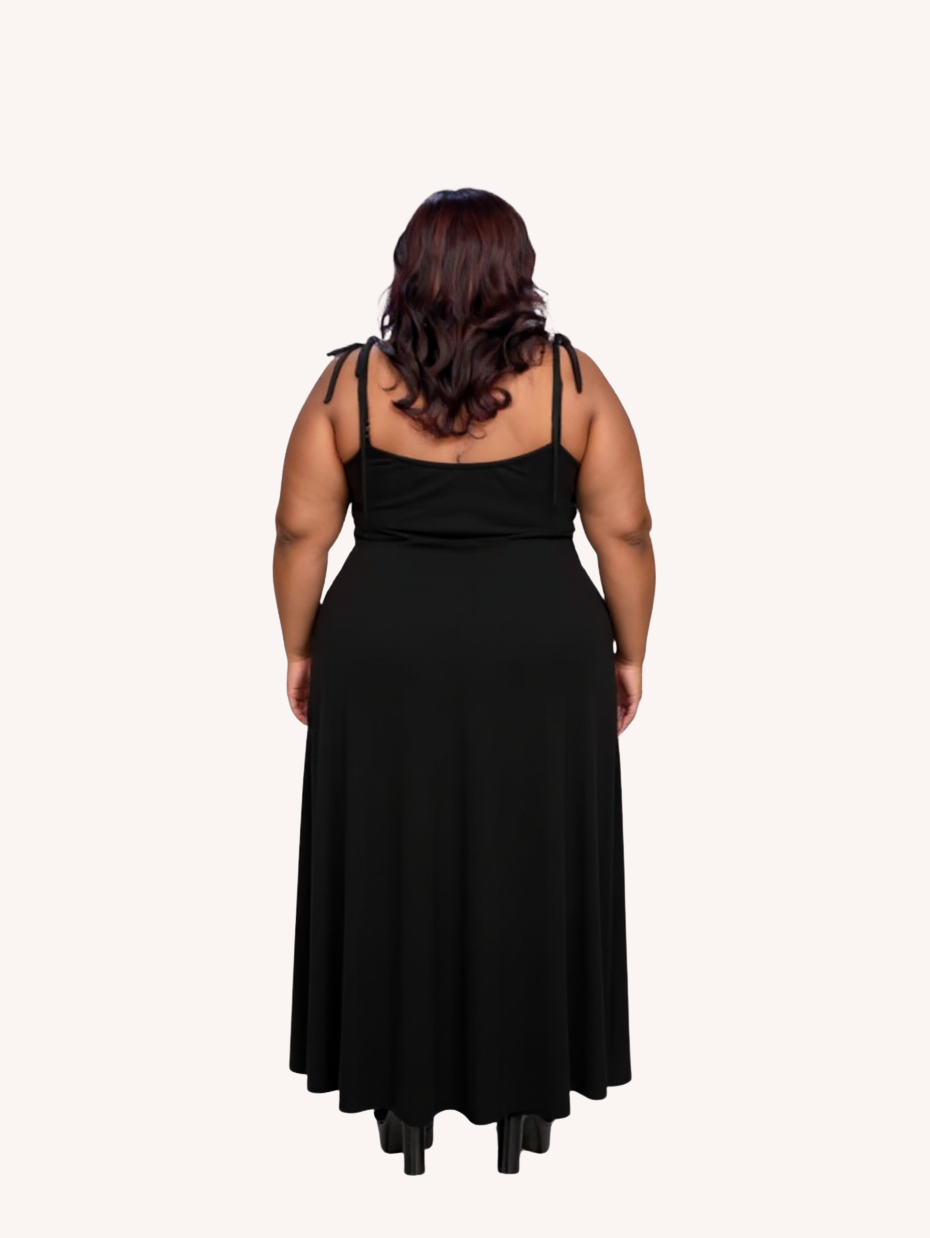 Tie-Detail Maxi Dress | Black