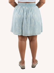 Drawstring Short Skirt | Blue Florals