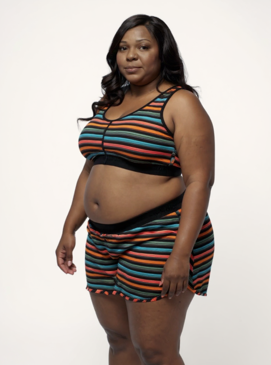 Racerback Soft Bra | Retro Rainbow Stripe