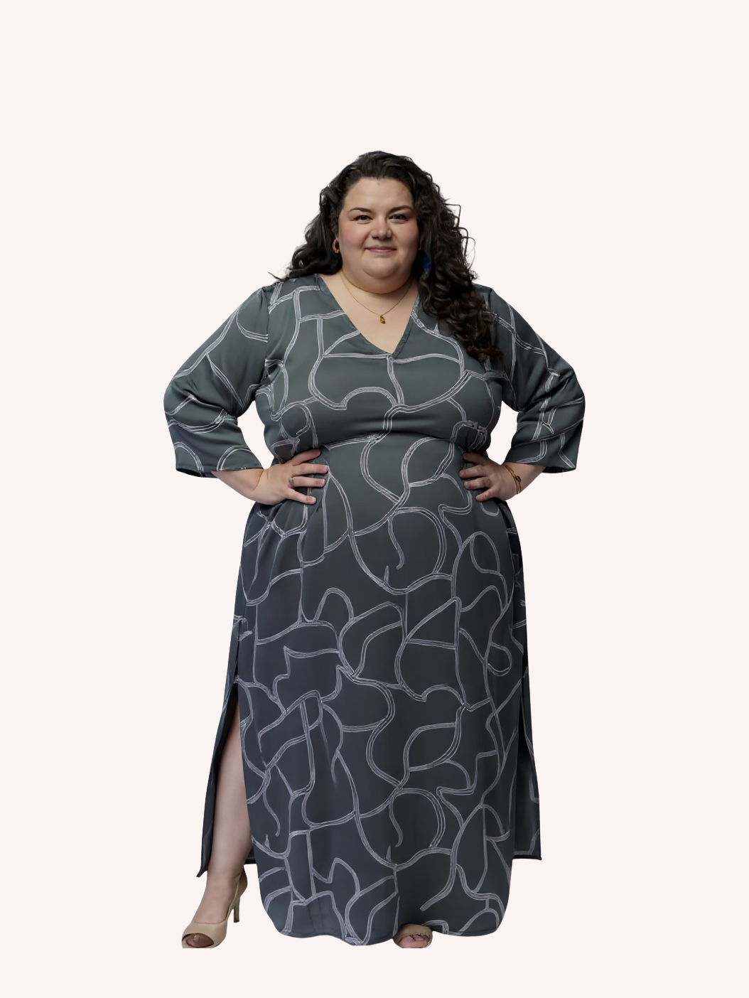 Maxi Dress with Side Slits | Abstract Stripes