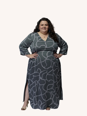 Maxi Dress with Side Slits | Abstract Stripes