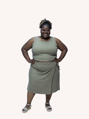 Overlap Midi Skirt | Dark Green