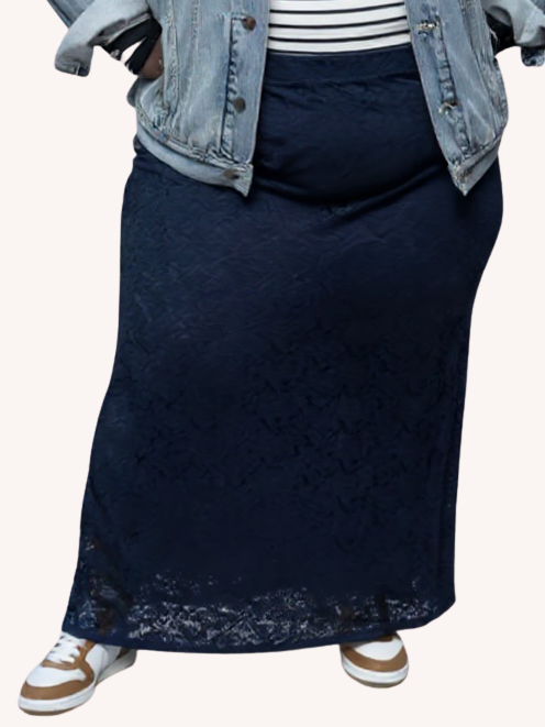 Gianna Stretch Lace Mermaid Maxi Skirt | Navy