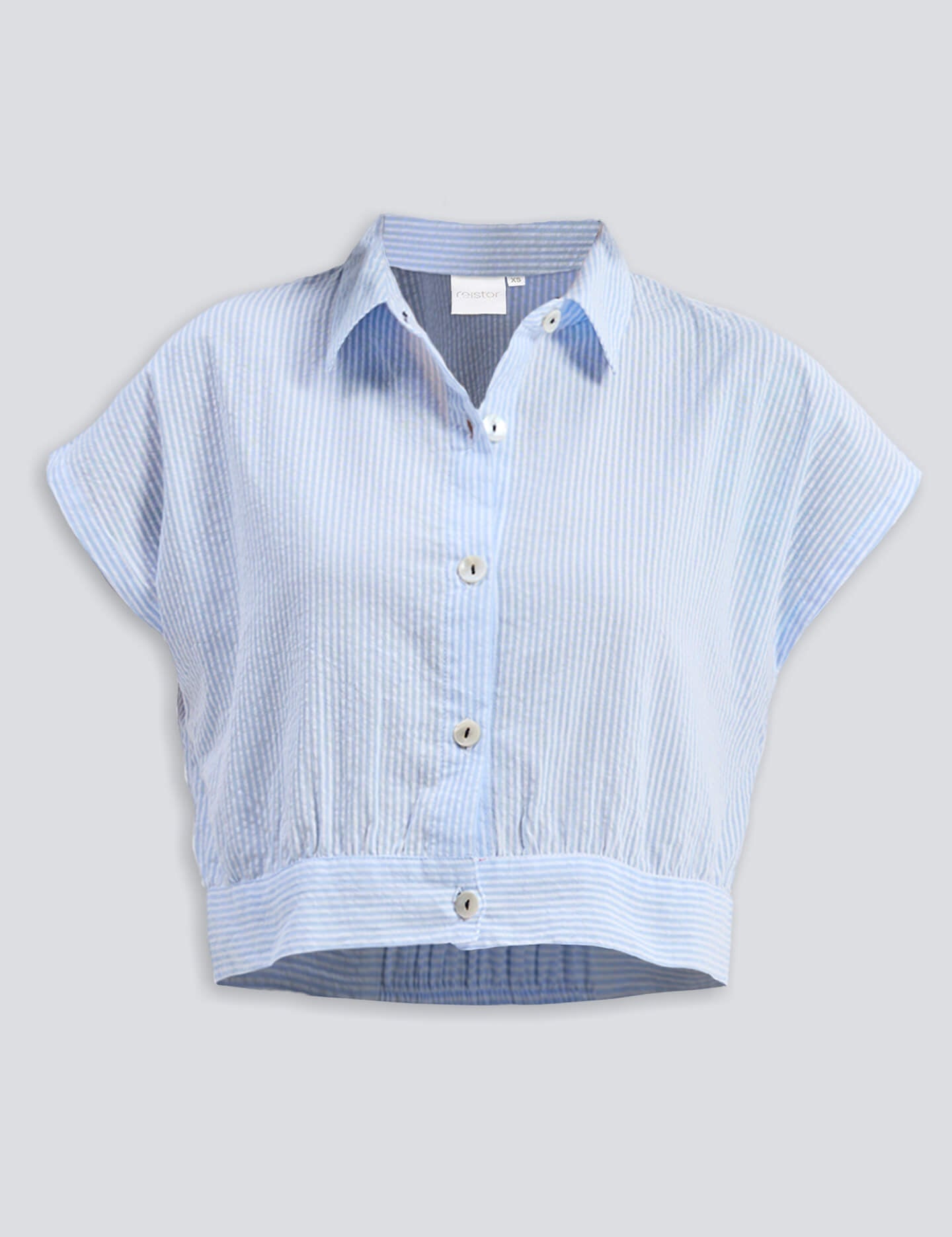 Oversized Crop Shirt in Classic Stripes Flat Lay