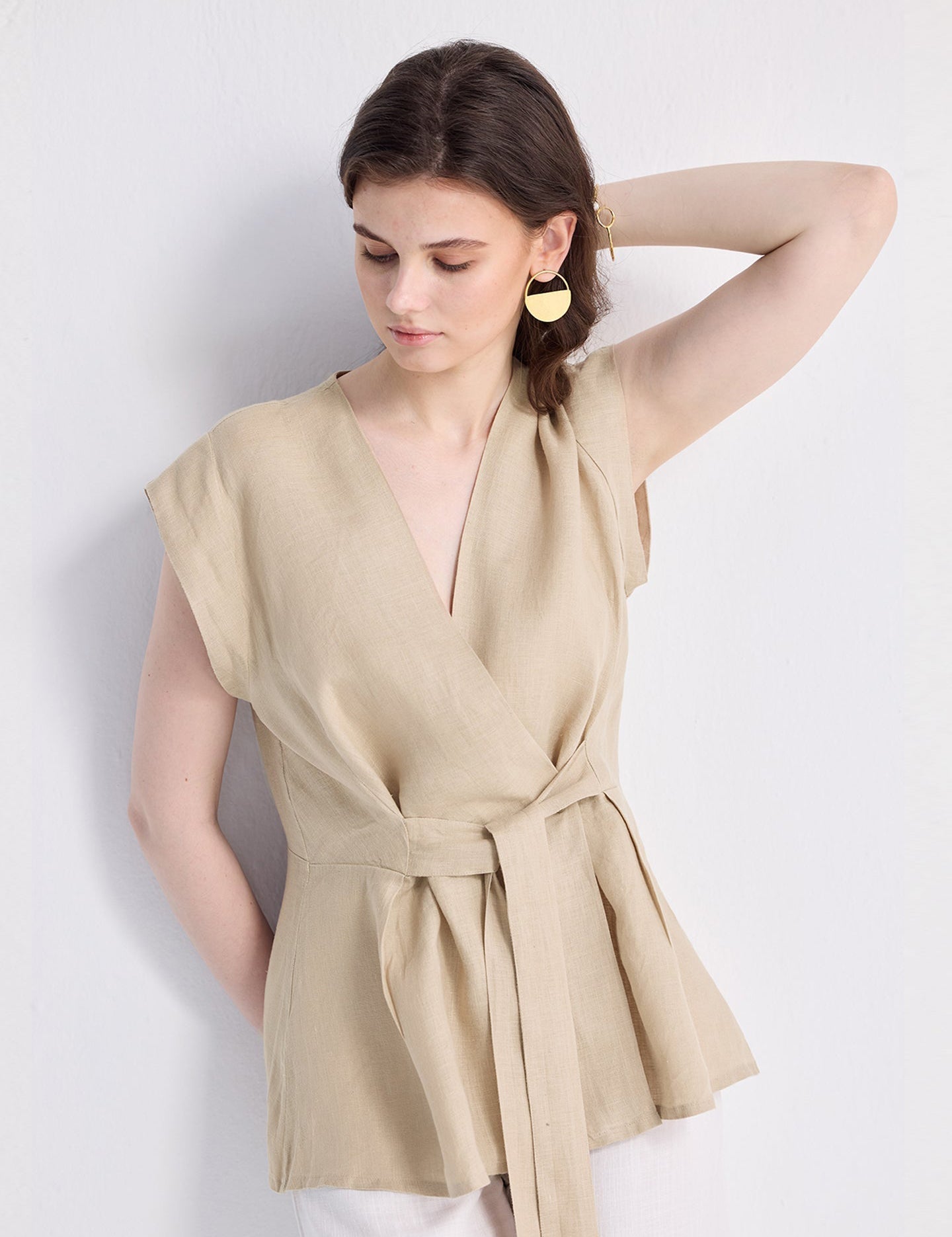 Power Moves Short Sleeve Top in Neutral Beige Medium Shot