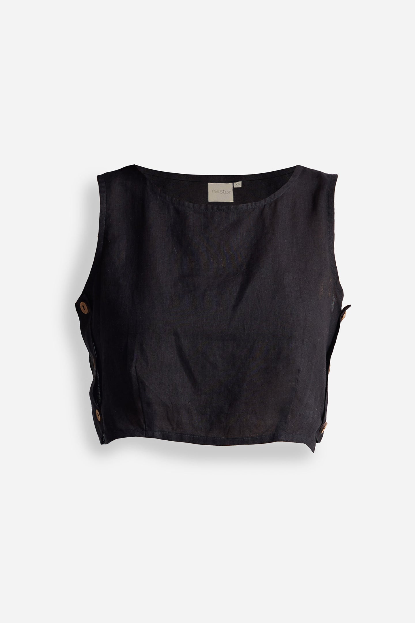 Boxy Crop Top in Black Flat Lay