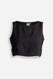 Boxy Crop Top in Black Flat Lay
