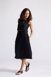Overlap Midi Skirt in Black Long Shot
