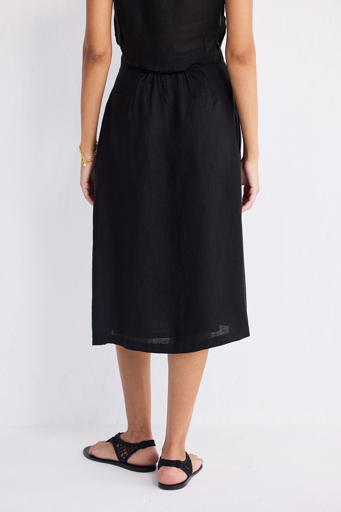 Overlap Midi Skirt in Black Medium Shot