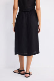 Overlap Midi Skirt in Black Medium Shot