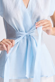 Power Moves Short Sleeve Top in Blue Closeup