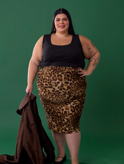 Deana Ruched Mesh Skirt | Fierce Leopard