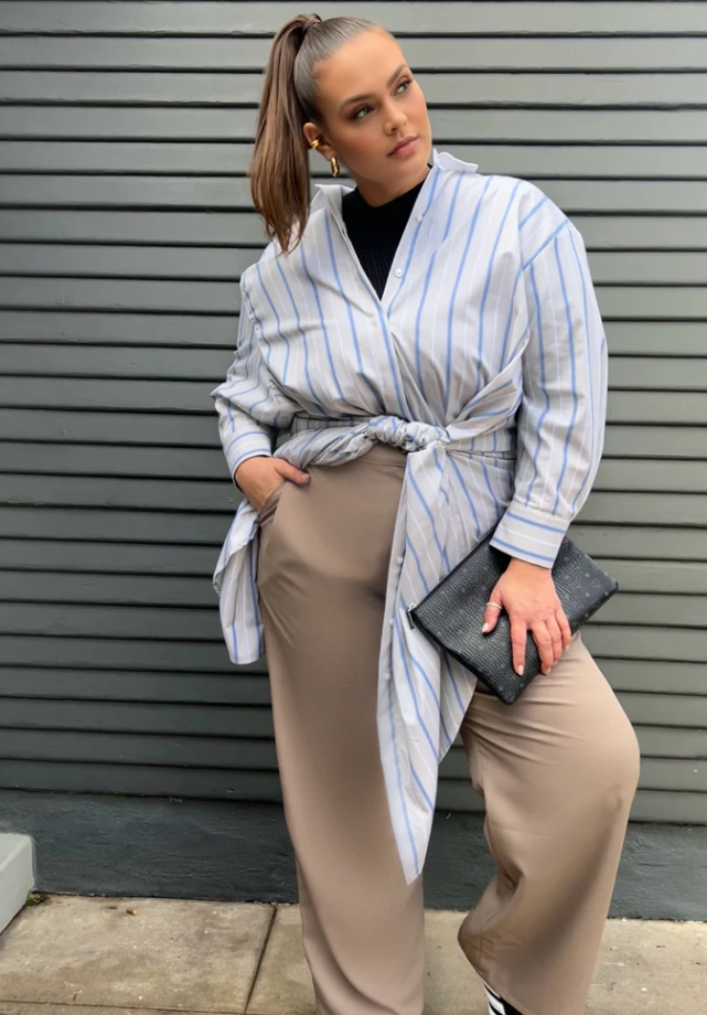 Mia Oversized Shirt Dress | Multi Stripe