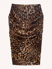 Deana Ruched Mesh Skirt | Fierce Leopard