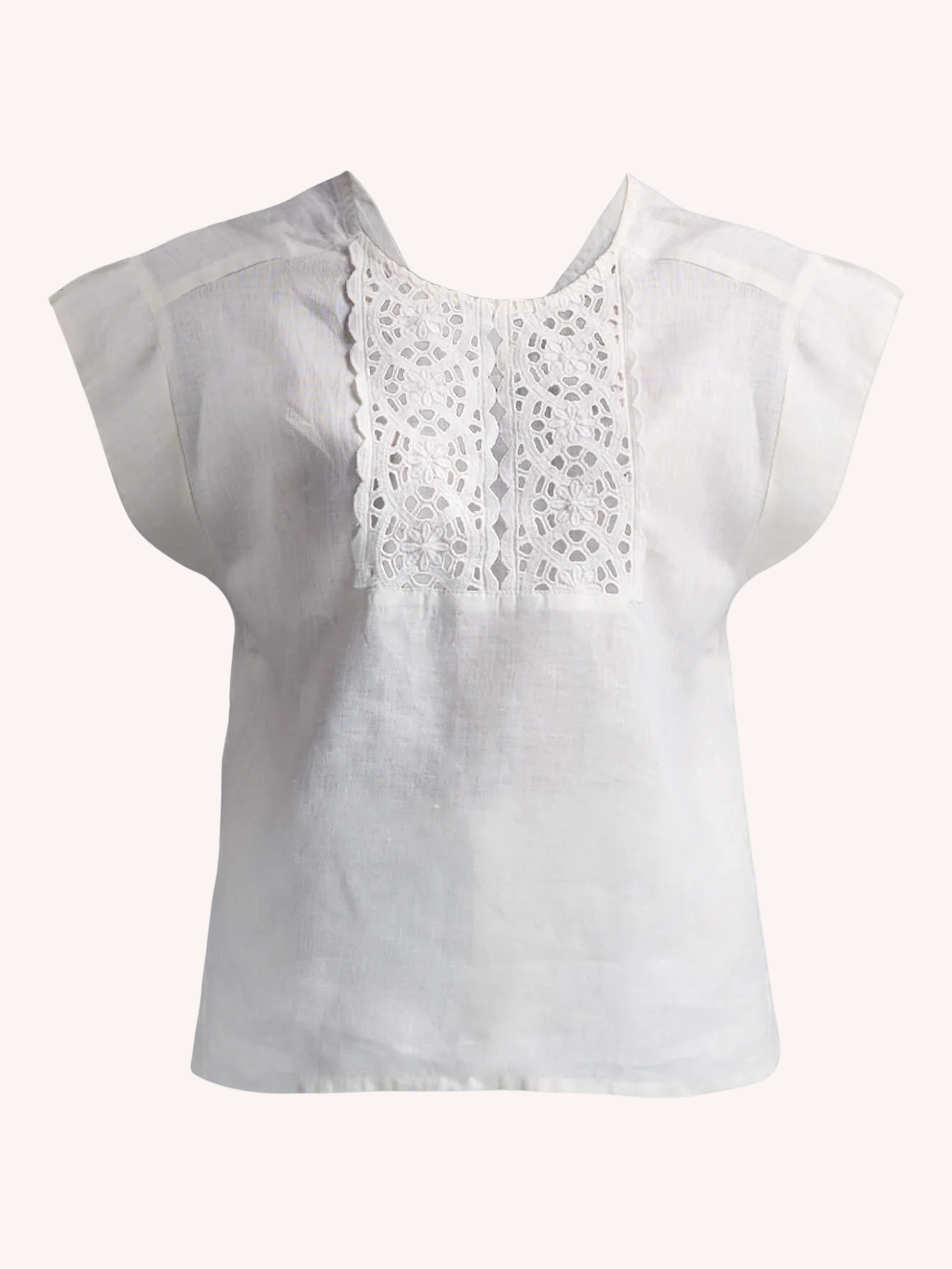 Boxy Top with Embroidered Lace Detail