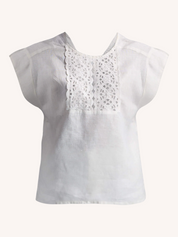 Boxy Top with Embroidered Lace Detail