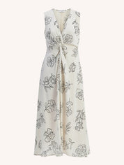 Front Twist Maxi dress | Black Florals