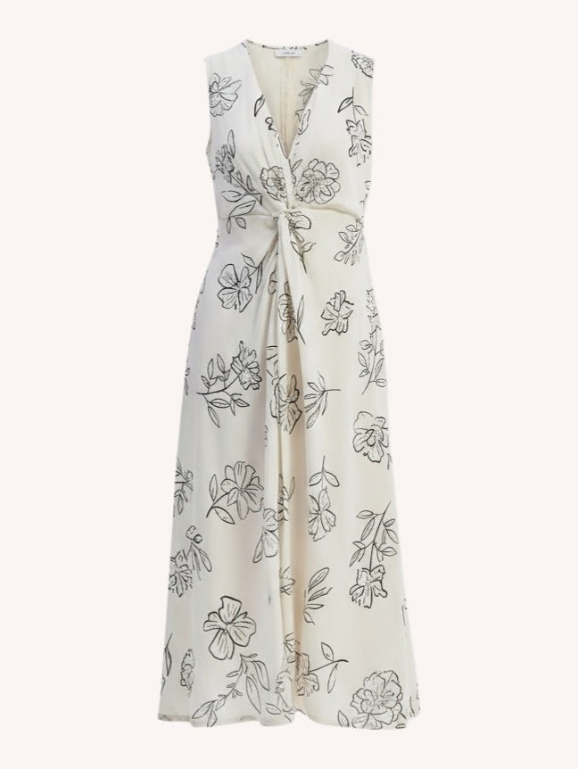 Front Twist Maxi dress | Black Florals