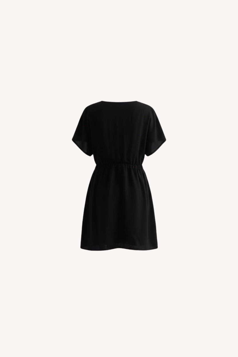 Short Gathered Dress | Black