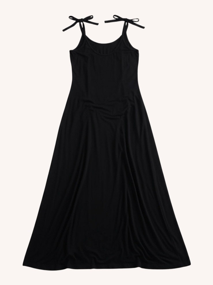 Tie-Detail Maxi Dress | Black