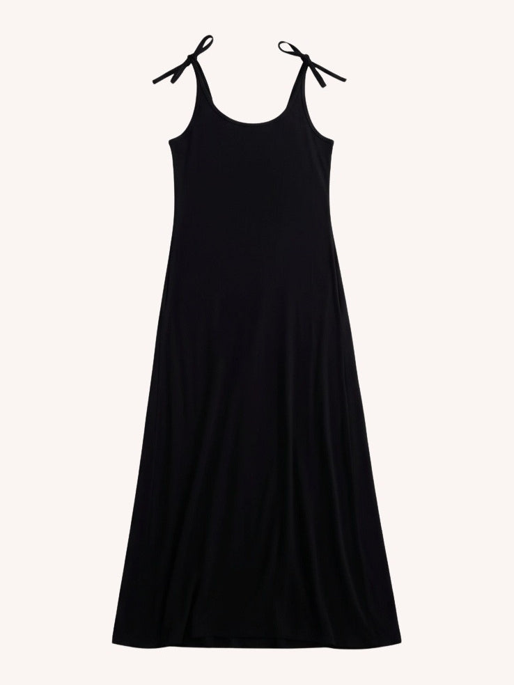 Tie-Detail Maxi Dress | Black