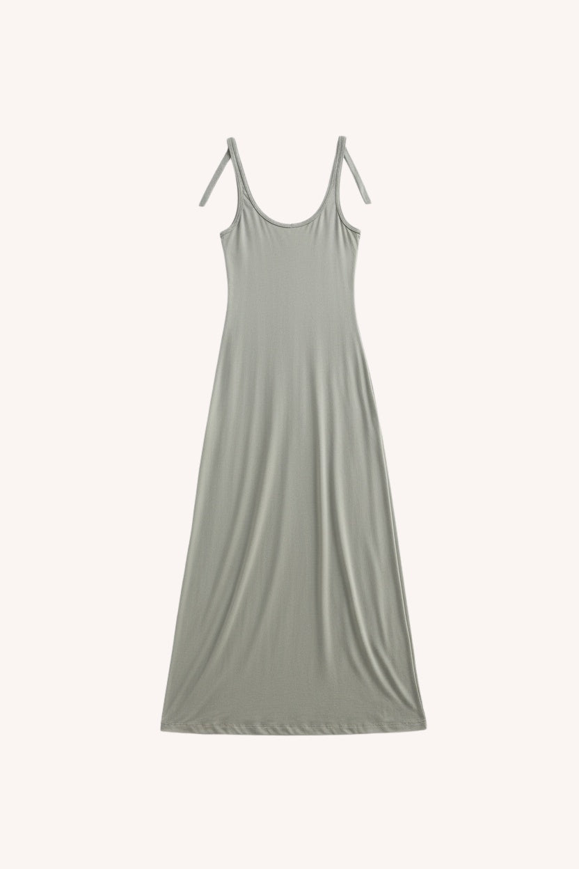 Tie-Detail Maxi Dress | Light Olive