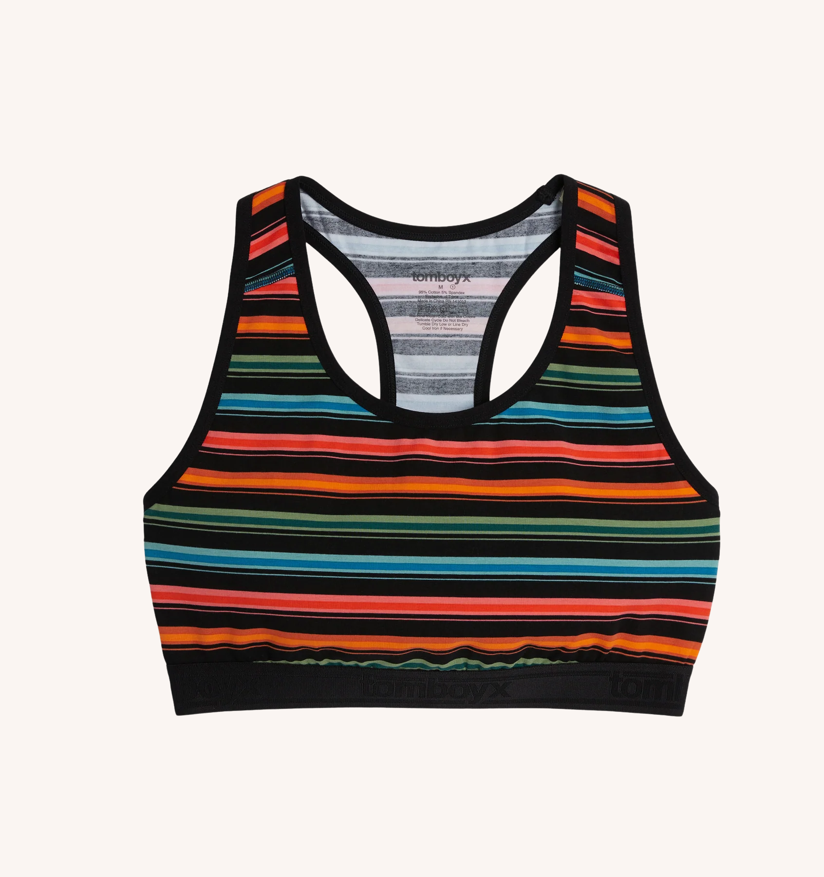 Racerback Soft Bra | Retro Rainbow Stripe